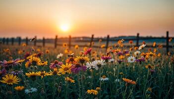 A Serene Scene with Buzzing Bees and Gentle Breezes photo
