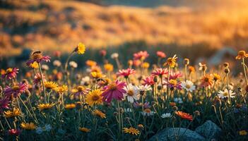 A Serene Scene with Buzzing Bees and Gentle Breezes photo