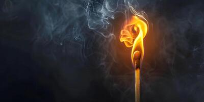 Close-up of a burning match photo
