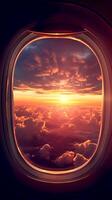 View from the window of an airplane photo