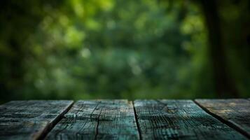 Empty wooden table on the background of nature photo