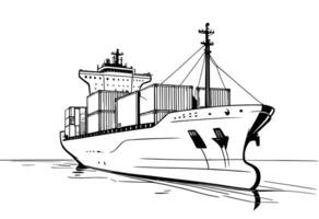 Large Cargo Ship Carrying Containers on the Ocean vector