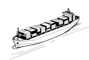 Container Cargo Ship Illustration with Containers vector