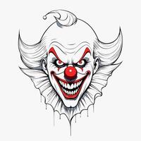 Evil Clown with Sinister Grin in Horror Art Style vector