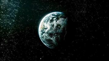 Earth in space with stars and space background photo