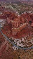 Amazing panorama of wonderful mountains in Utah. Roads crossing the desert in different ways. Zion National Park, USA. Vertical video