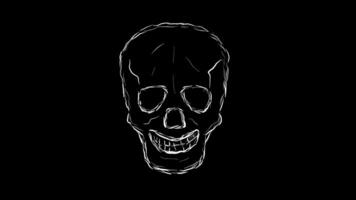 Stop motion skull head designed with random pencil ink scribbles on a black background video