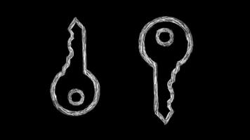 Two handwritten key icons on a black background. Symbol of the path to success. video