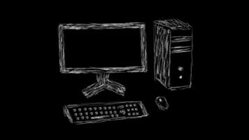 The computer is designed with white pencil ink writing on a black background. video