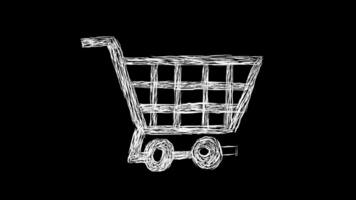 The basket icon is designed with white ink strokes. A basket for shopping items in the market. video