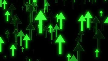Abstract neon arrows flying up an animation loop on a black background video