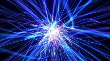 abstract background of neon flying light lines, high speed animation of light lines, motion of shining rays, science futuristic, seamless loop, 4K. video