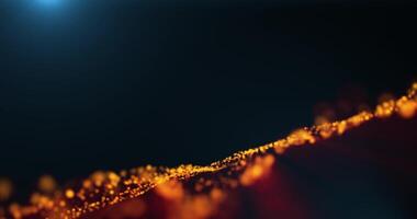 Abstract digital dynamic particle waves with light motion lights background, data flow, cyber technology. 3D rendering. Seamless loop 4k . Screensaver video