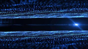 Digital waves from particles. Abstract technology background made of dots. Futuristic wavy surface of moving blue particles. Big data visualization, futuristic lights. video