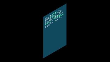 Isometric coding screen animation. Coding programming technology. Programming concept. Technology animation. Transparent background with alpha channel video