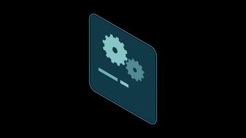 Isometric coding screen animation. Coding programming technology. Programming concept. Technology animation. Transparent background with alpha channel video