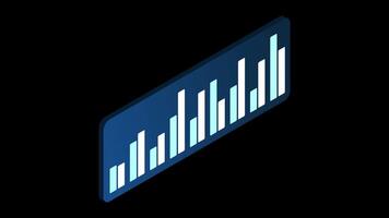 Digital bar chart with growing business concept. Animation futuristic graph. Digital bar chart. 4K animated in isometric style. Transparent background with alpha channel video