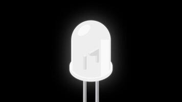 White led isometric animation. LED semiconductor composition. Light emitting diode. Electronic component in isometric style. Transparent background with alpha channel video