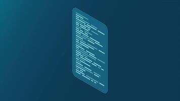 Isometric coding screen animation. Coding programming technology. Programming concept. Technology animation. 4K animated in isometric style video