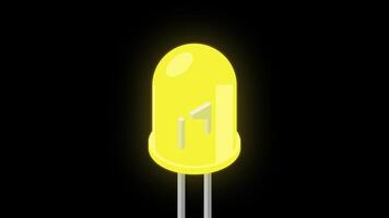 Yellow led isometric animation. LED semiconductor composition. Light emitting diode. Electronic component in isometric style. Transparent background with alpha channel video