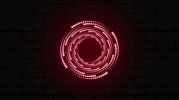 Glowing red light ring. Futuristic loading circles and dots animation. Red loading animation of progressing. Red neon lights video