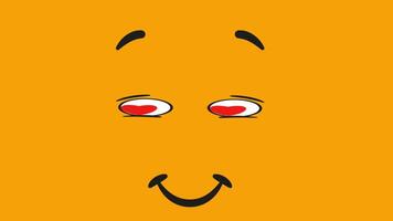 Heart Eyes Looking Left And Right On Yellow Background 2D Cartoon Animation video