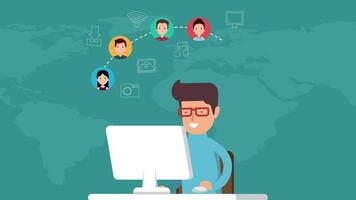Man Having A Conference Call With His Business Team Online 2D Cartoon Animation video
