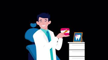 Dentist Talks About Protecting Your Teeth On Alpha Channel 2D Cartoon Animation video