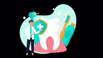 Dentist Talks About Protecting Your Teeth On Alpha Channel 2D Cartoon Animation video