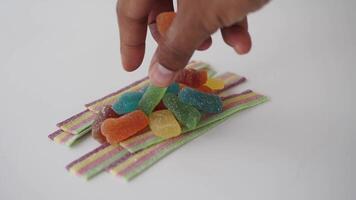 A Vibrant and Colorful Selection of Delicious Candy in the Form of Sour Strips Variety video