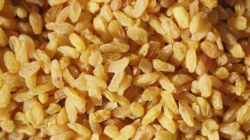 dry yellow raisin background top view video