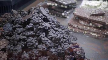 dark chocolate candy displaying at shop video