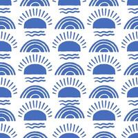 Sunrise Coastal Seamless Pattern vector