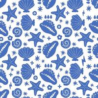 Blue Sea Shells Seamless Pattern vector