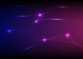 Abstract waving line technology on blue and purple Background. For backdrop, book cover or banner. vector
