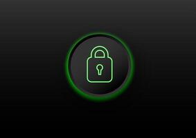 Cyber security concept. Locks button on technology dark background. Hacker protection and viruses on the Internet. vector
