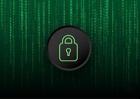 Cyber security concept. Locks on technology and the binary number dark green background. Hacker protection and viruses on the Internet. vector