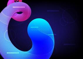 Flowing smooth wave pattern and 3d line on blue and pink color background. Internet network and communication signal technology, fiber optic line. Science and music backdrop. vector