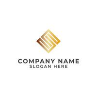 Golden square logo design template vector