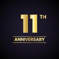 The 11th anniversary logo with gold numbers vector
