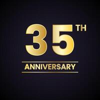 35th anniversary logo with gold text on a black background vector