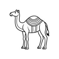 Camel Line Art illustration. Camel Black Stroke Linear Icon vector