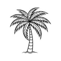 line Icon of Coconut Palm Tree. Monochrome Silhouette Design vector