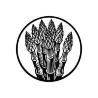 Black illustration of shoots of garden asparagus. Flat icon of fresh organic sparrow grass. vector