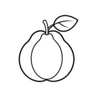 Minimalistic Quince Fruit Icon. Line Art on White Canvas vector