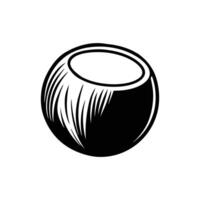 Coconut Icon Symbol. Half Fruit Illustration on White Background vector