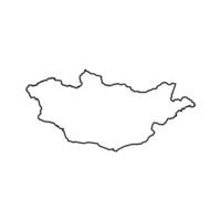 isolated simplified illustration icon with black line silhouette of Mongolia map. White background vector