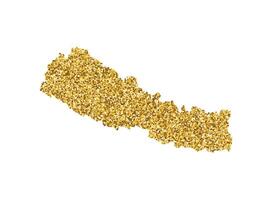 isolated illustration with simplified Nepal map. Decorated by shiny gold glitter texture. New Year and Christmas holidays decoration for greeting card. vector