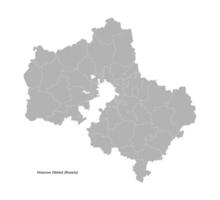 isolated simplified illustration with grey shape of Moscow oblast map, federal subjects. Map with administrative division. White background vector