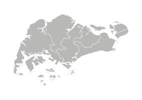 isolated illustration of simplified administrative map of Singapore. Borders of the provinces, regions. Grey silhouettes. White outline vector